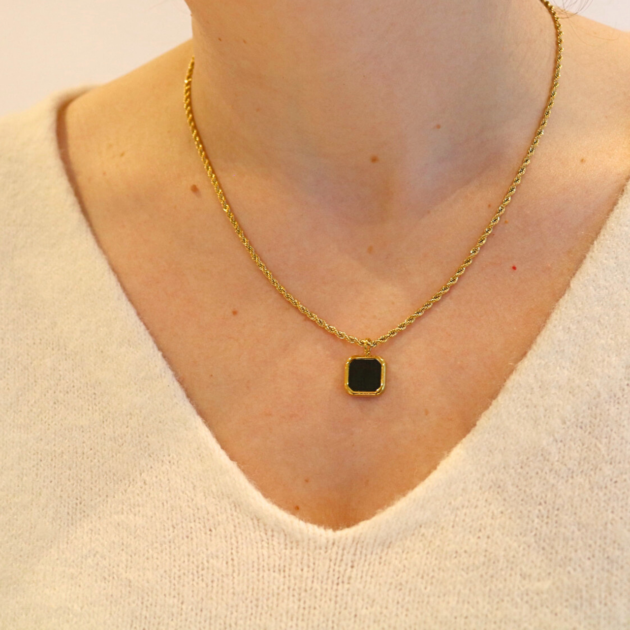 Black Square Pendant