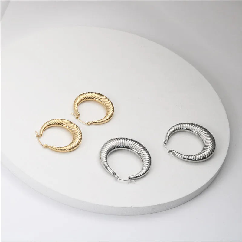 Ridged Hoop Earrings